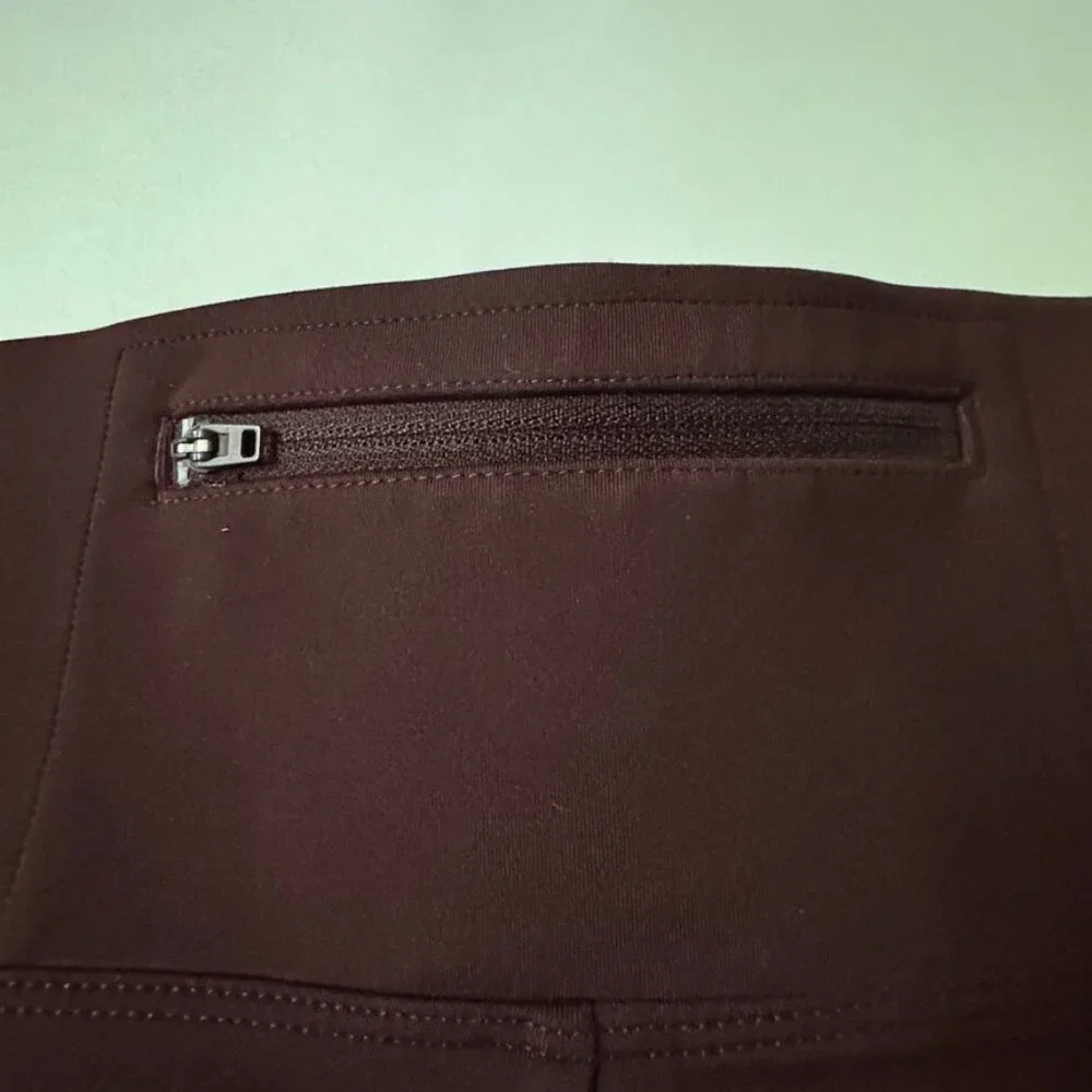 Y-3 Womens M Full Length Leggings Adidas Burgundy Wine Yohji Yamamoto Athletic - Picture 4 of 9